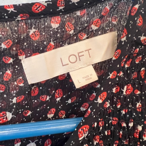 LOFT Black and Pink Floral Blouse - Picture 7 of 9